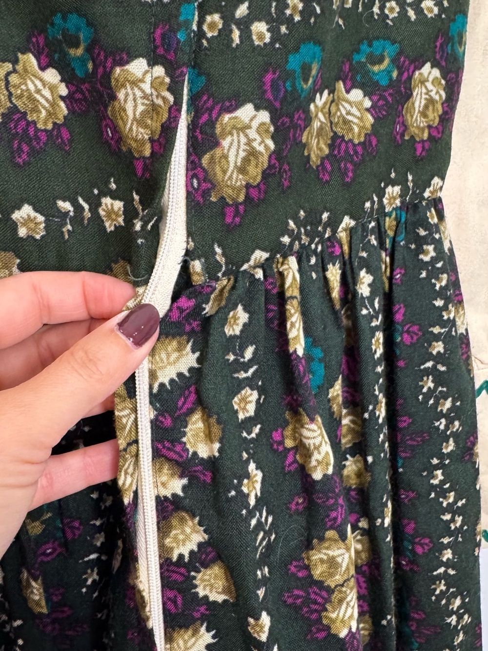 Vintage 70s Algo Prairie Maxi Dress ditsy Floral LaceUp Cottagecore corset union - Picture 11 of 14